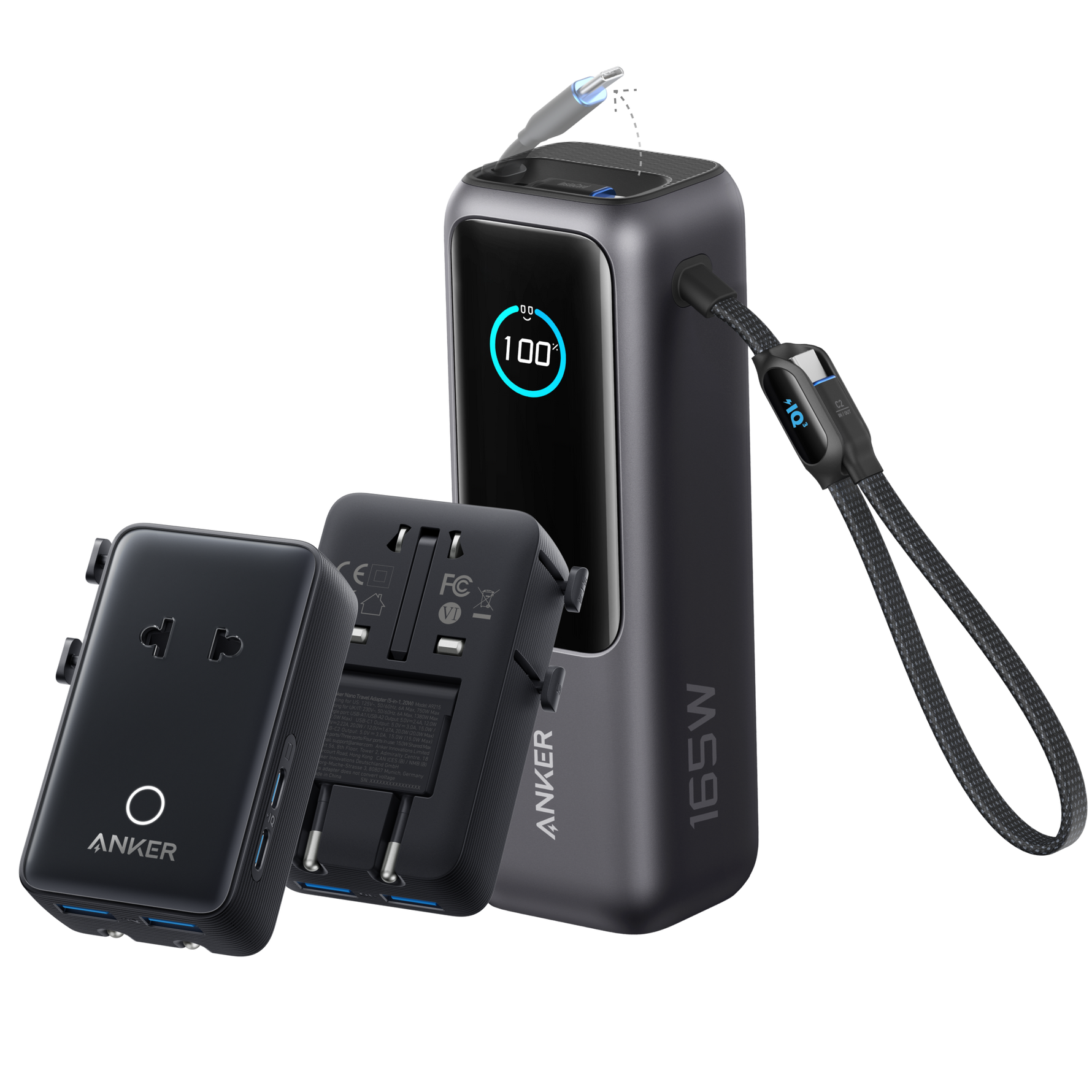 Anker Laptop Power Bank (25K, 165W, Built-In and Retractable Cables)